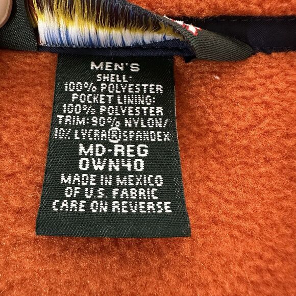 Vtg LL Bean Fleece Pullover Mens Sz M Orange Snap Closure Gorpcore Outdoors 90s - Picture 4 of 10